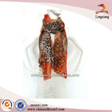 Best-selling Leopard Silk Printed Chiffon Custom Made Scarf Shawl